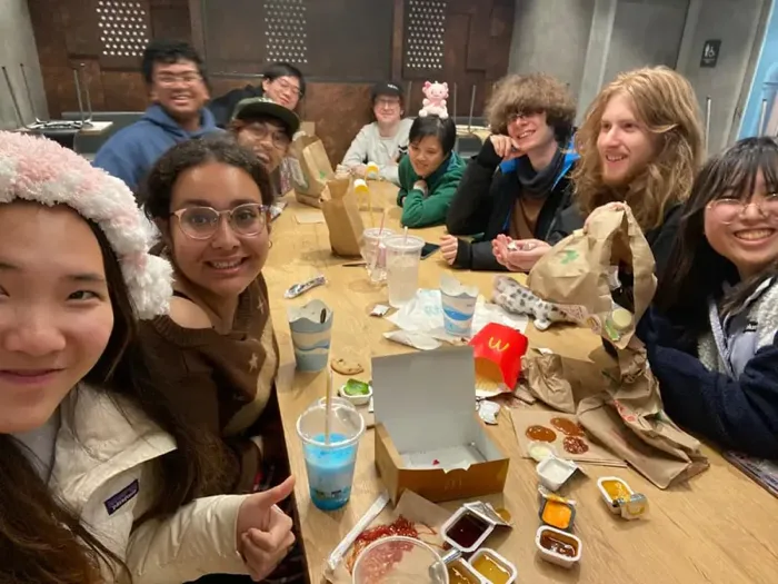 Attendees hanging out together